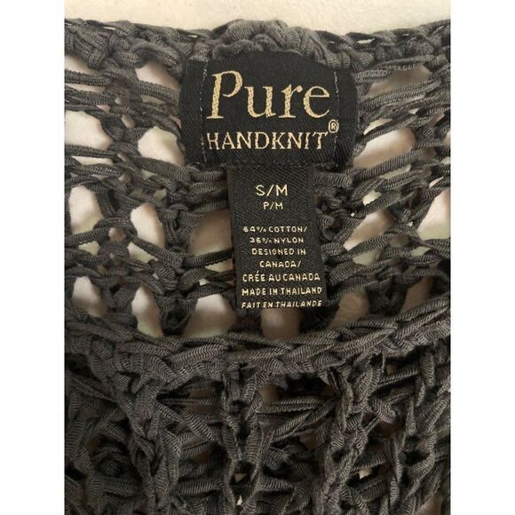 Pure Handknit Gray Open Weave Sleeveless sweater Small Medium - Picture 5 of 5